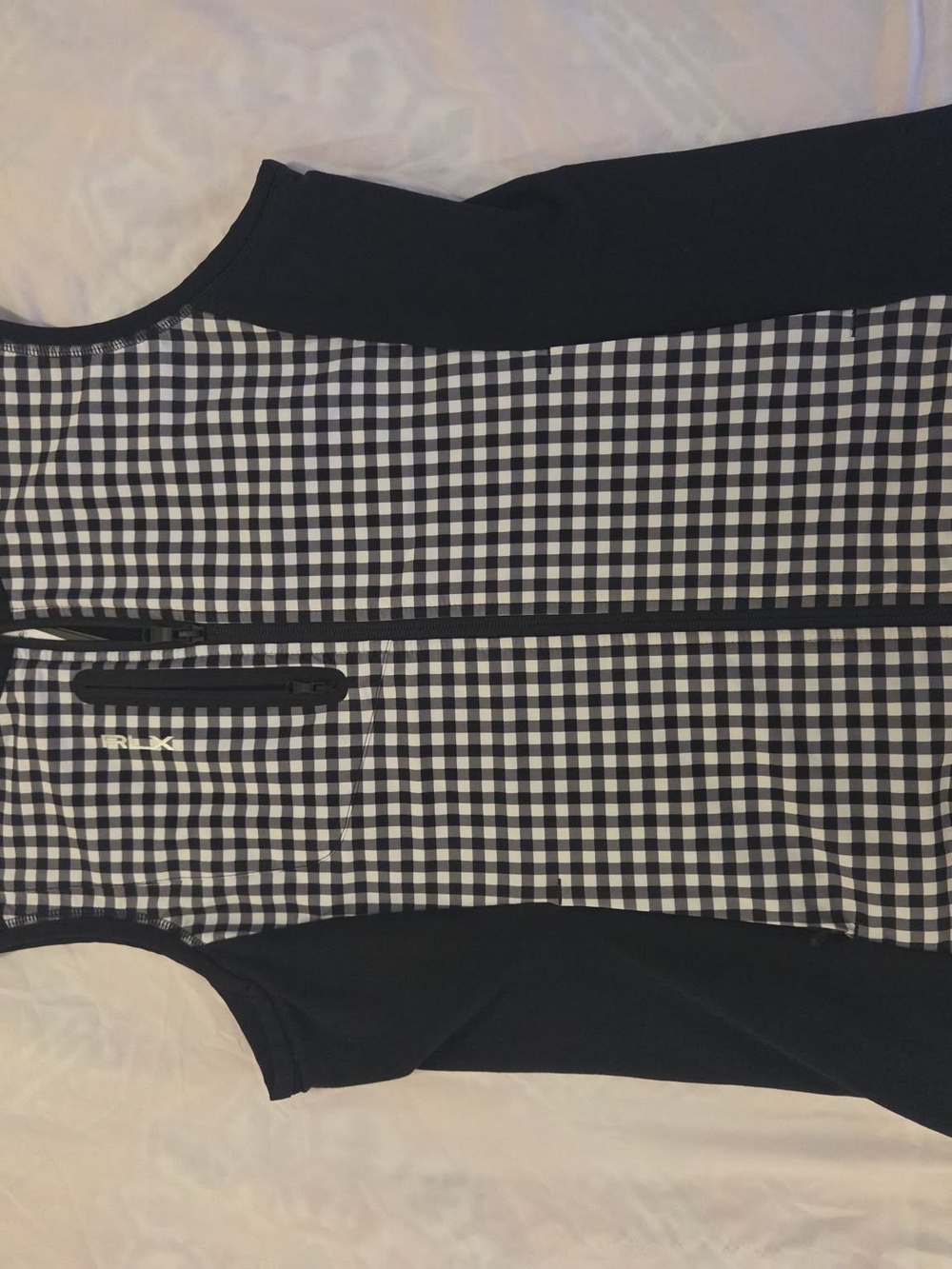 RLX Ralph Lauren Women's Tech Terry Vest Black Gingham Golf - medium